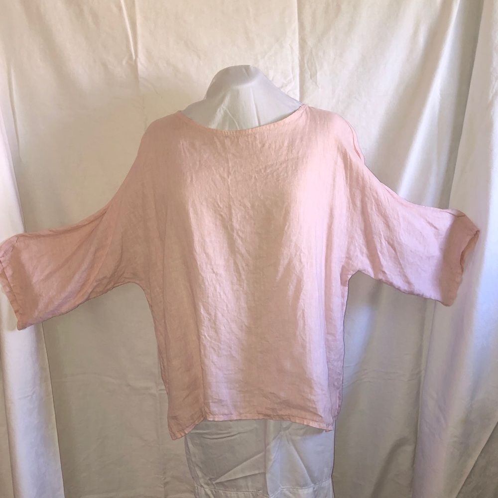 Blush Pink Linen Women's Top xl